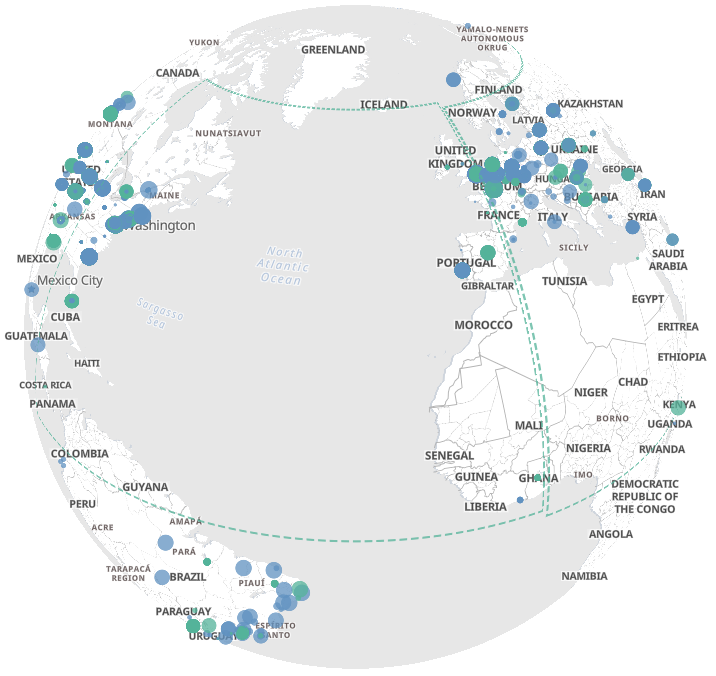 Mapa de procedencia de la amenaza